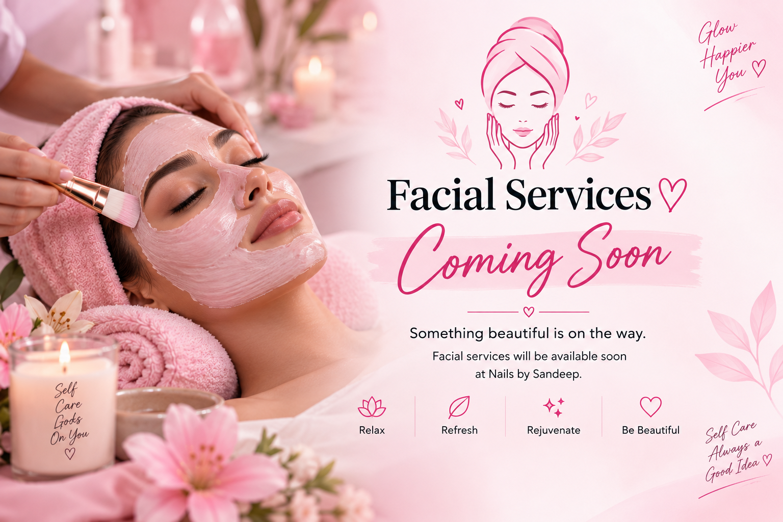 Facial services coming soon at Nails by Sandeep